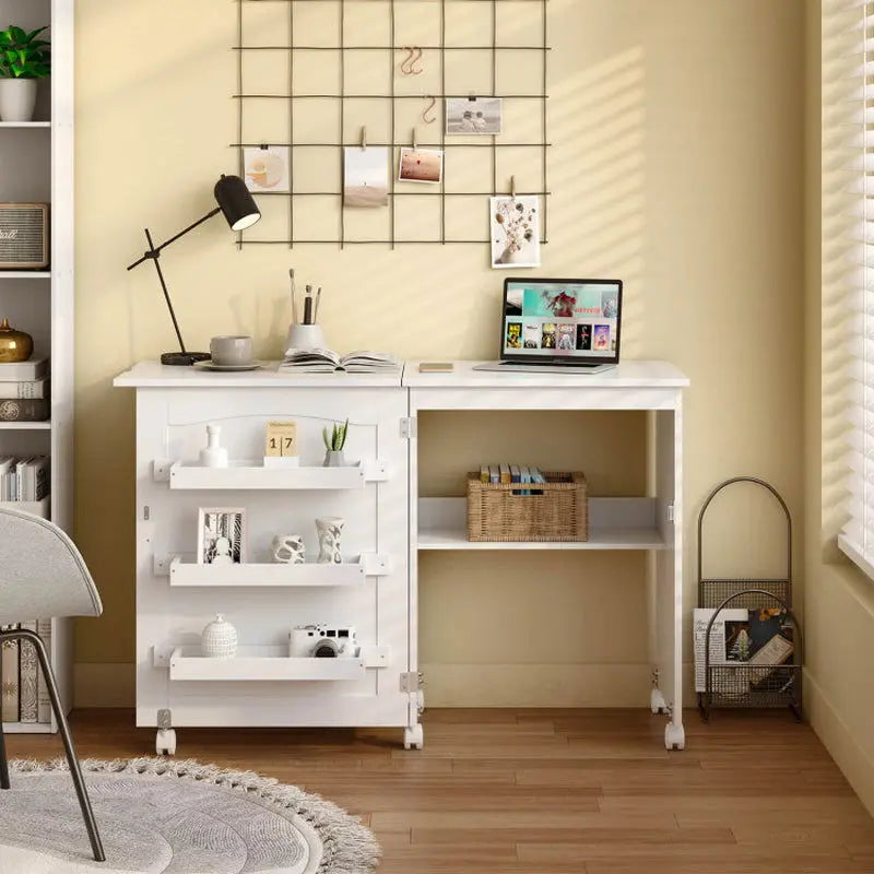 Folding Sewing Craft Table Shelf Storage Cabinet Home Furniture-Allen Cozy Haven Store