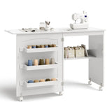 Folding Sewing Craft Table Shelf Storage Cabinet Home Furniture-Allen Cozy Haven Store