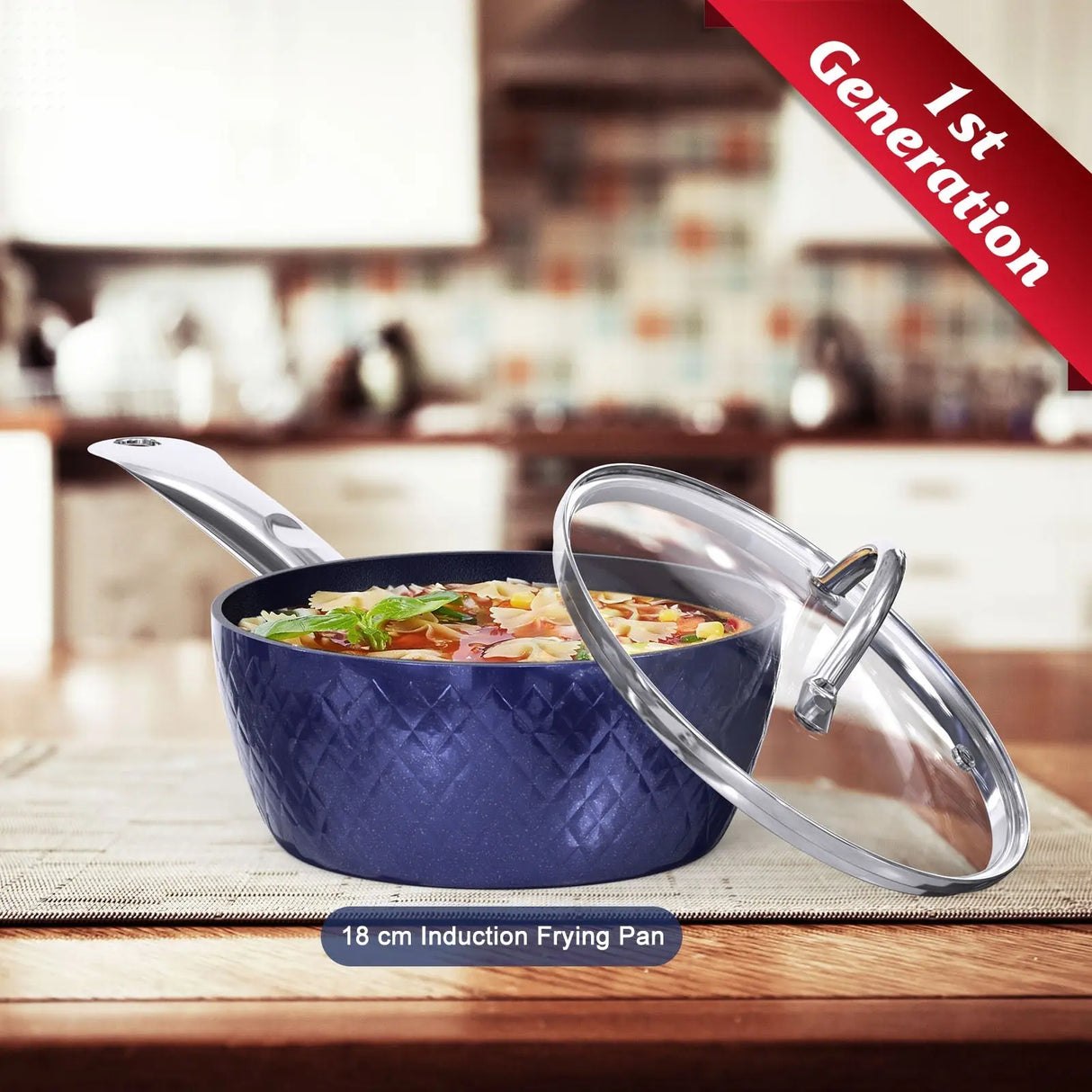 Frying Pan Sets Non Stick 3Pieces Blue 3D Diamond Cookware Allen Cozy Haven Store