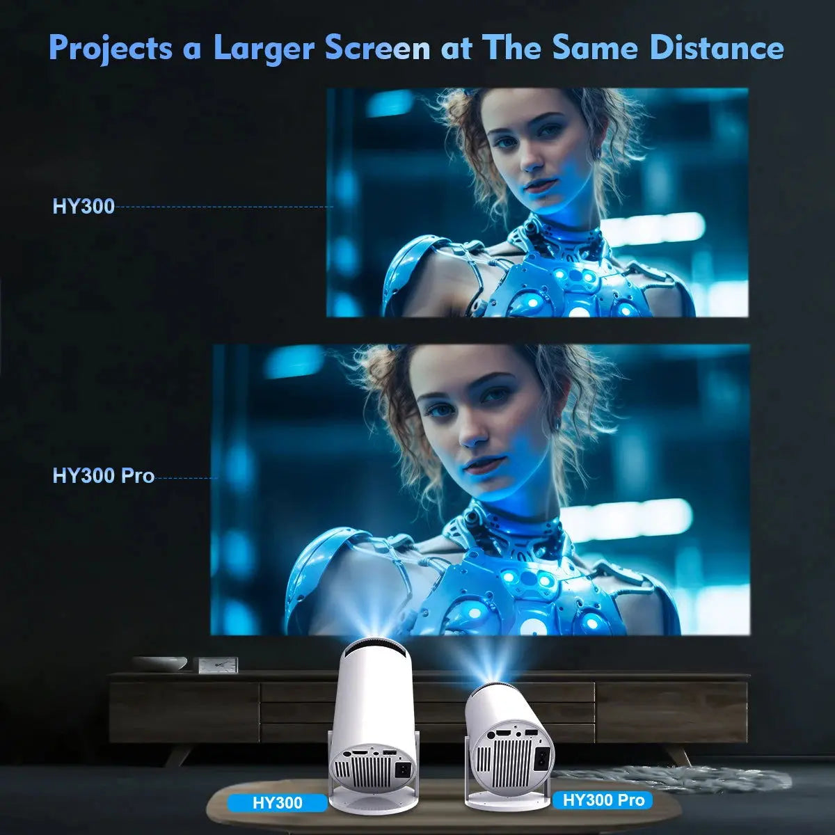 HY300 Pro 4K Android 11 Projector - Dual WiFi, 260 ANSI Lumens, 180° Versatility, Bluetooth 5.0, Portable Outdoor Cinema Solution-Allen Cozy Haven Store