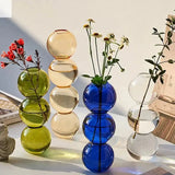 Hand blown Stained Flower Bubble Glass Vase Allen Cozy Haven Store