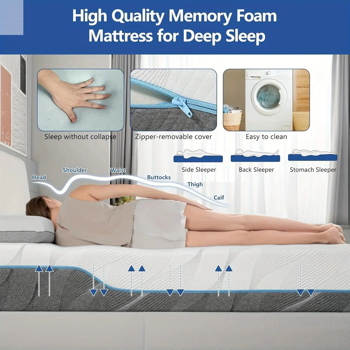 Hcore Queen Mattress, 8/10 inch Medium Firm - Extra Firm Dual-Sided Flip-Flop Mattress for Back Pain Relief Allen Cozy Haven Store