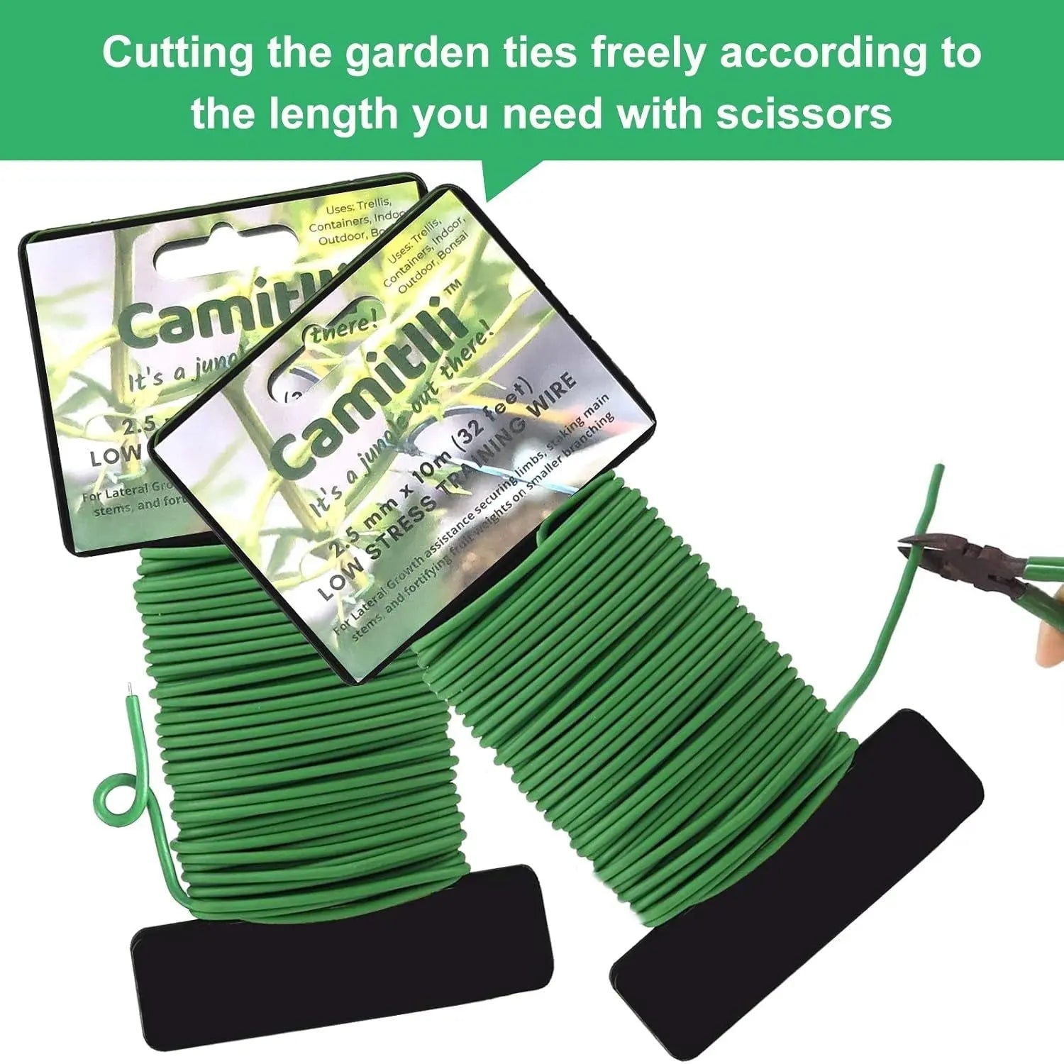 Heavy-Duty Reusable Garden Plant Wire Twist Ties - Soft Wire Ties for Gardening and Home Office (Green, 2 Pack, Total Length 65.6 Feet)-Allen Cozy Haven Store