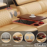 Italian Genuine Leather Sectional Sofa Set with Adjustable Headrests and Bluetooth Speaker Allen Cozy Haven Store