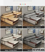 Italian Genuine Leather Sectional Sofa Set with Adjustable Headrests and Bluetooth Speaker Allen Cozy Haven Store