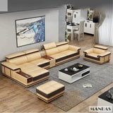 Italian Genuine Leather Sectional Sofa Set with Adjustable Headrests and Bluetooth Speaker Allen Cozy Haven Store