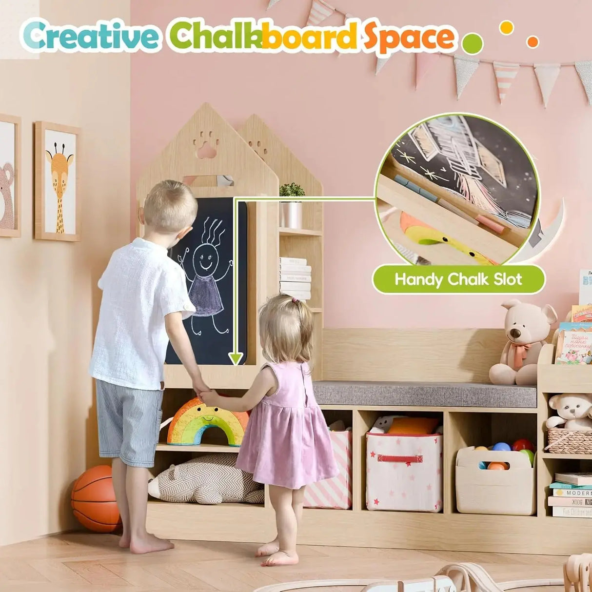 Kids Bookshelf with Reading Nook Allen Cozy Haven Store
