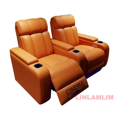 MINGDIBAO Luxury Electric Recliner Cinema Chair with Cup Holder, Genuine Leather Upholstery, LED Lighting – Home Theater Seating Allen Cozy Haven Store