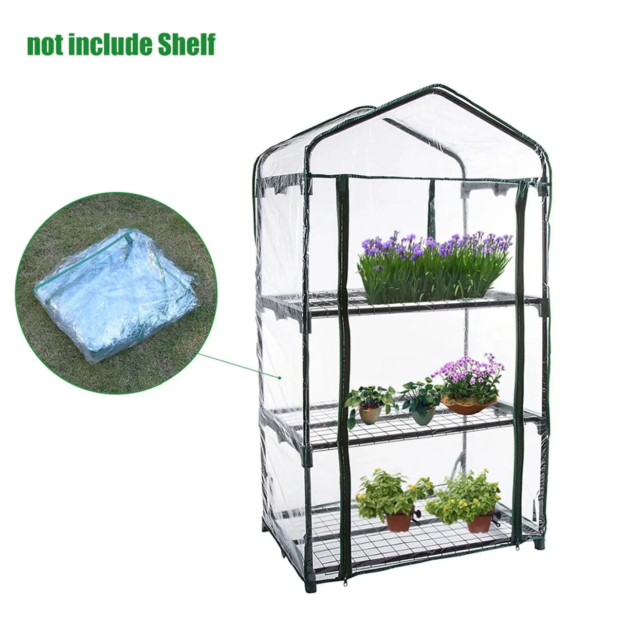 Multi-Tier PVC Waterproof Greenhouse Cover for Garden Plants and Flowers (Iron Stand Not Included)-Allen Cozy Haven Store
