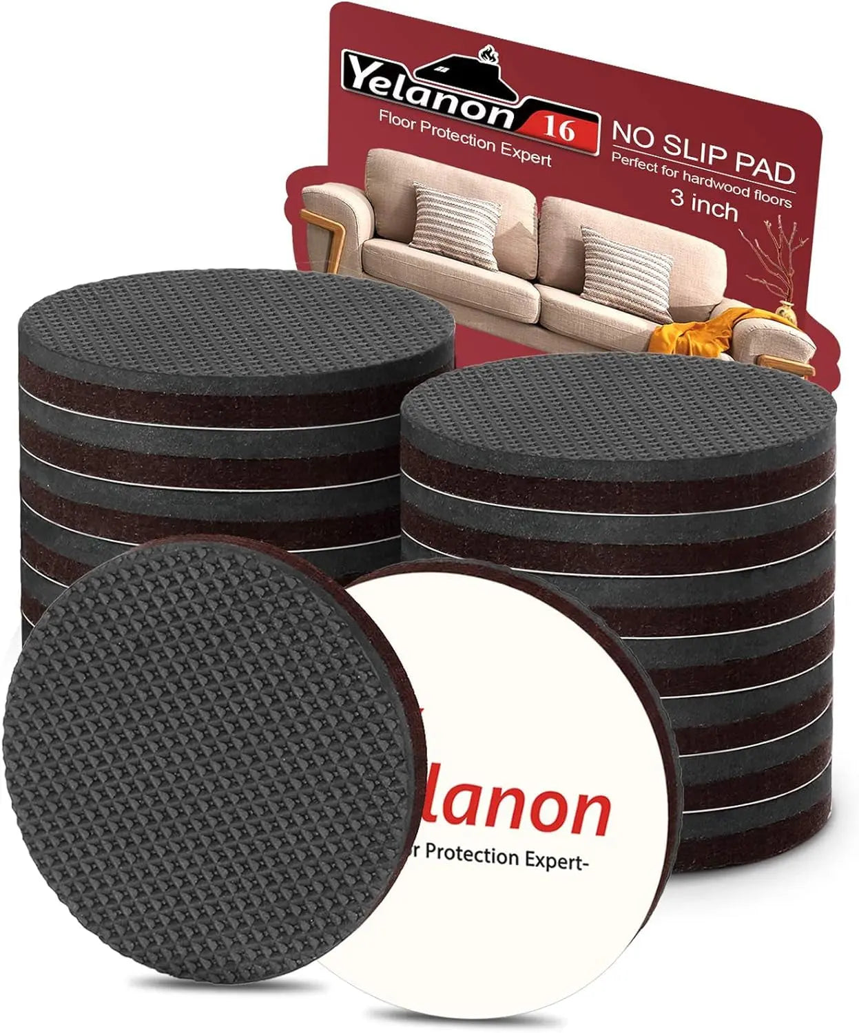 Non-Slip Furniture Pads - 16 Pack, 3-Inch Self-Adhesive Rubber Grippers for Furniture Legs, Anti-Skid Protectors for Hardwood Floors-Allen Cozy Haven Store