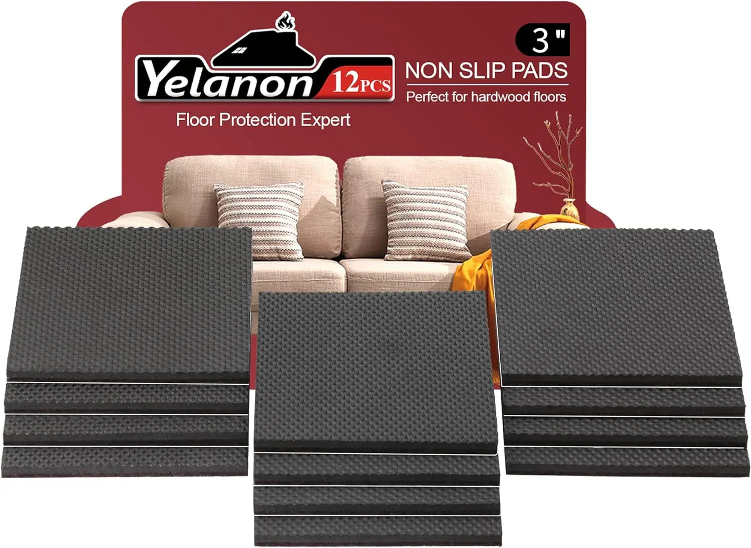 Non-Slip Furniture Pads - 16 Pack, 3-Inch Self-Adhesive Rubber Grippers for Furniture Legs, Anti-Skid Protectors for Hardwood Floors-Allen Cozy Haven Store