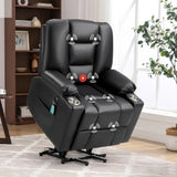 Power Lift Chair with Heat and Massage, with 2 Cup Holders, Side Pocket, USB and Type-c Port,  Faux Leather Lift Recliner Chair Allen Cozy Haven Store