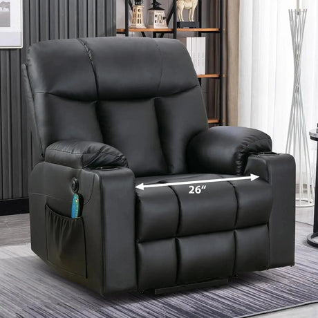 Power Lift Chair with Heat and Massage, with 2 Cup Holders, Side Pocket, USB and Type-c Port,  Faux Leather Lift Recliner Chair Allen Cozy Haven Store