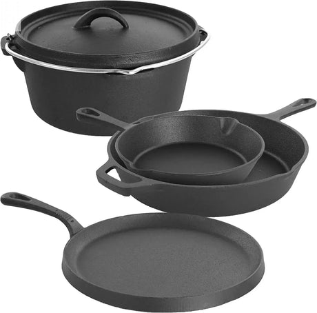 Premium Pre-Seasoned 5-Piece Cast Iron Cookware Set Allen Cozy Haven Store