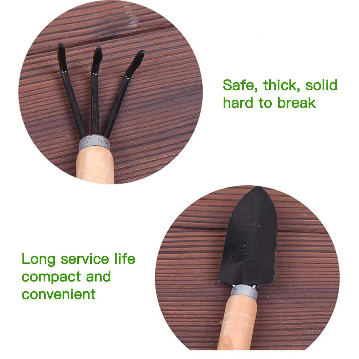 Professional 3-Piece Gardening Tools Set with Non-Slip Wooden Grip - Includes Transplant Trowel, Cultivator, and Hand Rake for Outdoor Gardening-Allen Cozy Haven Store