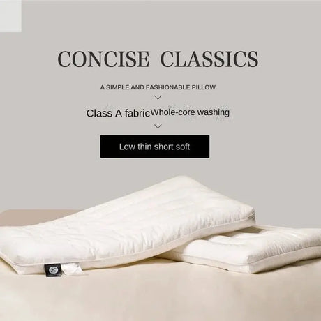 Pure Cotton Low Loft Pillow Cervical Support Adult Male and Female Students Single Soft Ultra-Thin Girl's Low Flat Pillow Inner Allen Cozy Haven Store