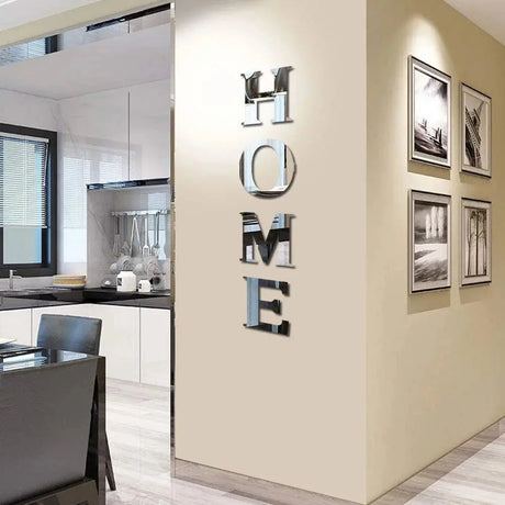 "Set of 4 Large Decorative Home Sign Letters - Family Mirror Wall Art for Living Room, Bedroom, and Kitchen (46x10 Inches)"-Allen Cozy Haven Store