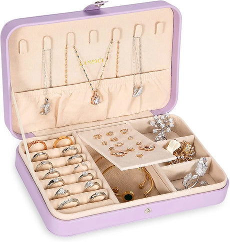 Elegant Lavender PU Leather Jewelry Organizer Case for Women and Girls-Allen Cozy Haven Store