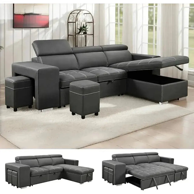 Sofa Couch with Reversible Storage Chaise and More Features Allen Cozy Haven Store