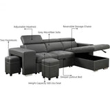 Sofa Couch with Reversible Storage Chaise and More Features Allen Cozy Haven Store