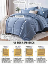 Solid Blue Microfiber Comforter Set Queen - Lightweight, All-Season, 4-Piece Bedding Allen Cozy Haven Store