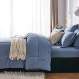 Solid Blue Microfiber Comforter Set Queen - Lightweight, All-Season, 4-Piece Bedding Allen Cozy Haven Store