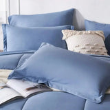 Solid Blue Microfiber Comforter Set Queen - Lightweight, All-Season, 4-Piece Bedding Allen Cozy Haven Store