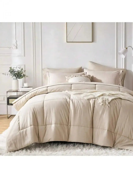 Solid Blue Microfiber Comforter Set Queen - Lightweight, All-Season, 4-Piece Bedding Allen Cozy Haven Store