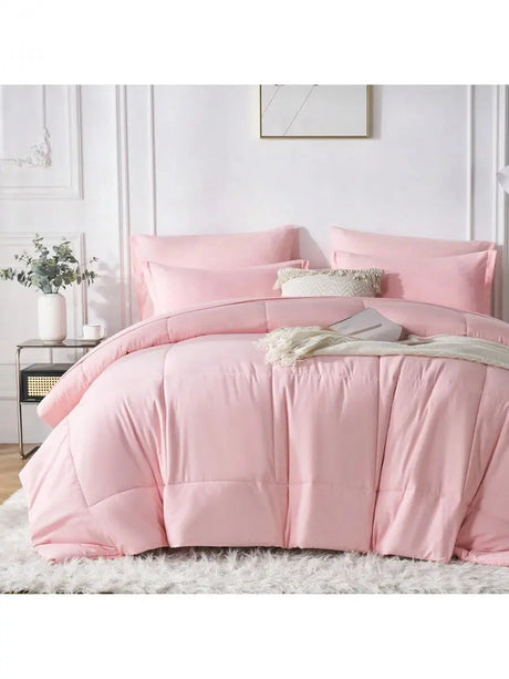 Solid Blue Microfiber Comforter Set Queen - Lightweight, All-Season, 4-Piece Bedding Allen Cozy Haven Store