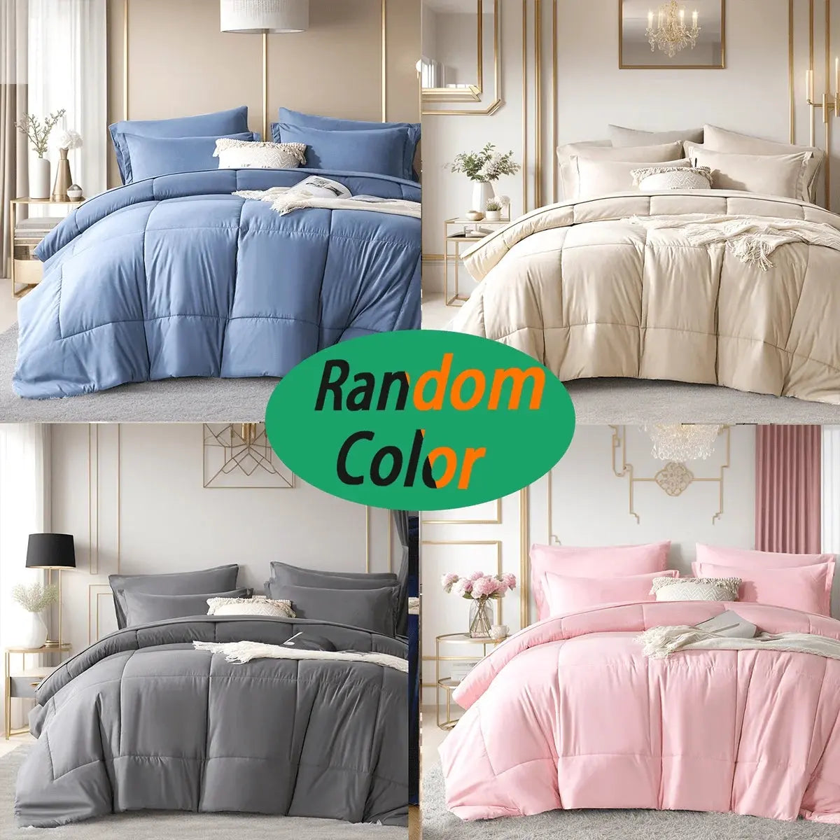 Solid Blue Microfiber Comforter Set Queen - Lightweight, All-Season, 4-Piece Bedding Allen Cozy Haven Store