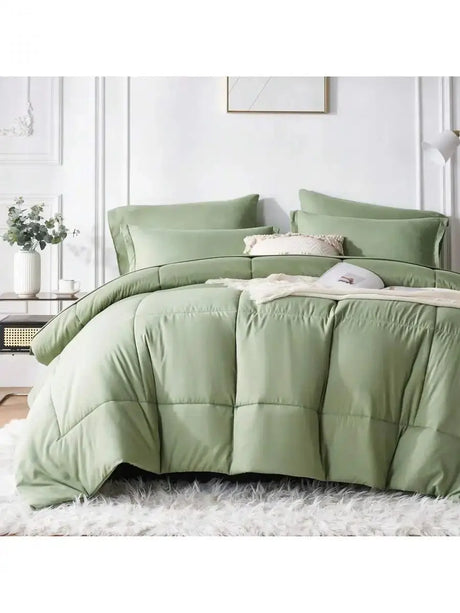 Solid Blue Microfiber Comforter Set Queen - Lightweight, All-Season, 4-Piece Bedding Allen Cozy Haven Store