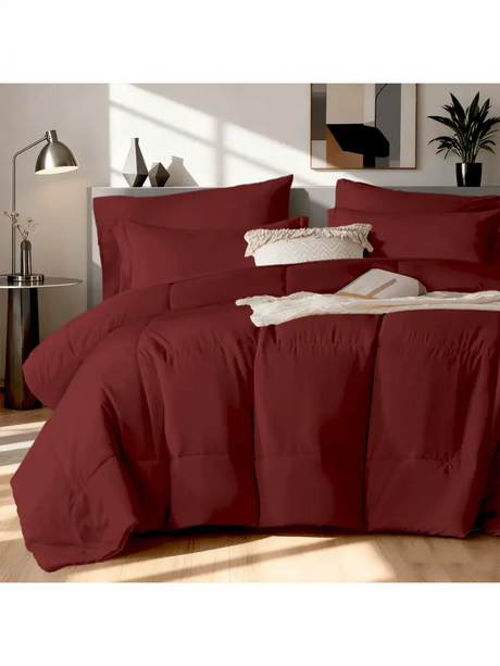 Solid Blue Microfiber Comforter Set Queen - Lightweight, All-Season, 4-Piece Bedding Allen Cozy Haven Store