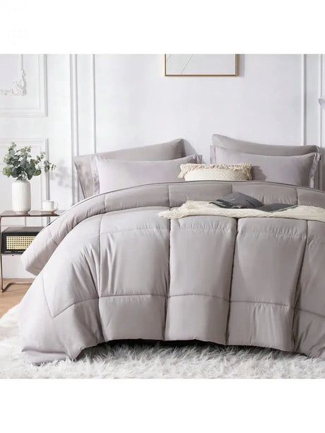 Solid Blue Microfiber Comforter Set Queen - Lightweight, All-Season, 4-Piece Bedding Allen Cozy Haven Store