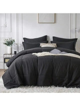 Solid Blue Microfiber Comforter Set Queen - Lightweight, All-Season, 4-Piece Bedding Allen Cozy Haven Store