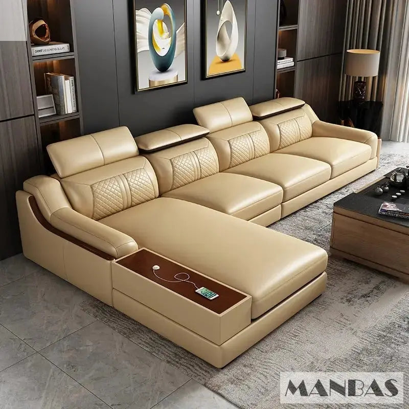 Stylish Genuine Italian Leather Sofa for Living Room - Allen Cozy Haven Store