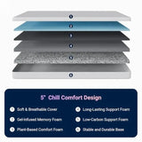 Twin Mattress 5 Inch Twin Size Mattress for Gel Memory Foam Mattresses for Cooling Night Sleep Pressure Relief Fiberglass Free Allen Cozy Haven Store