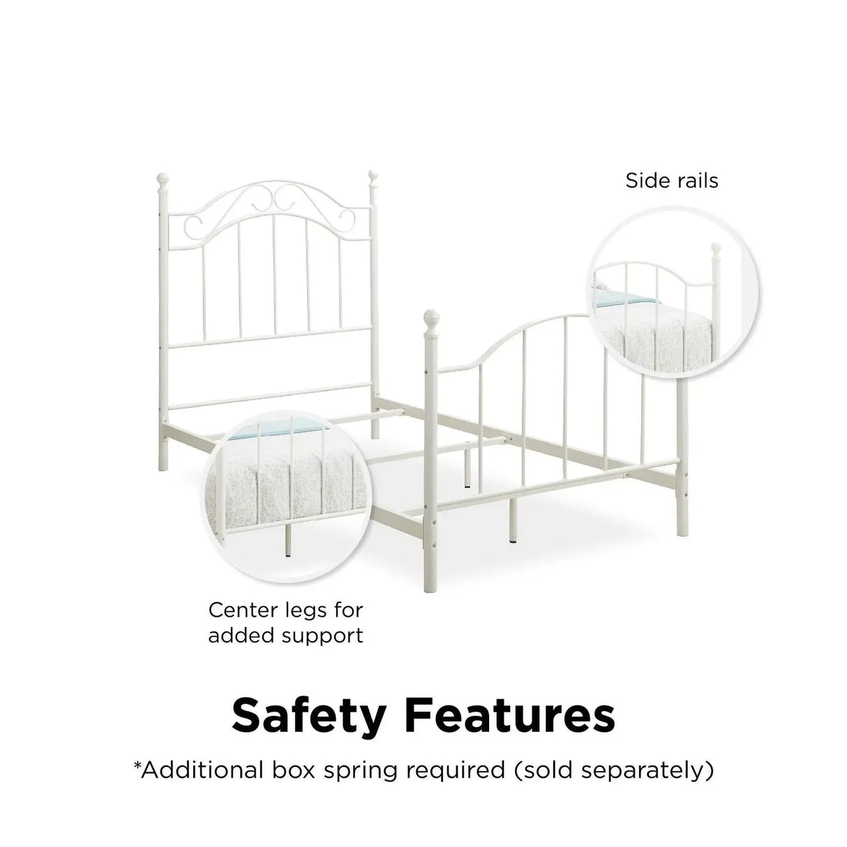 Twin Size White Metal Bed Frame for Bedroom Furniture-Allen Cozy Haven Store