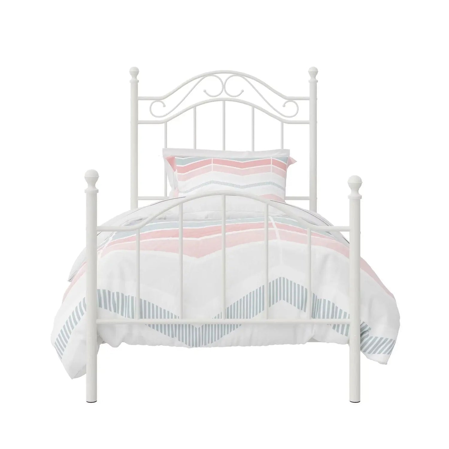 Twin Size White Metal Bed Frame for Bedroom Furniture-Allen Cozy Haven Store