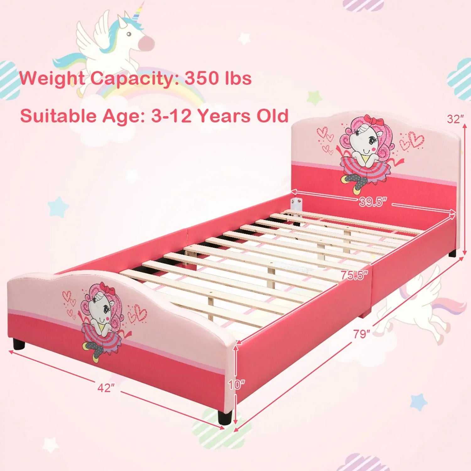 Upholstered Toddler Bed for Girls - Stylish Bedroom Furniture for Children-Allen Cozy Haven Store