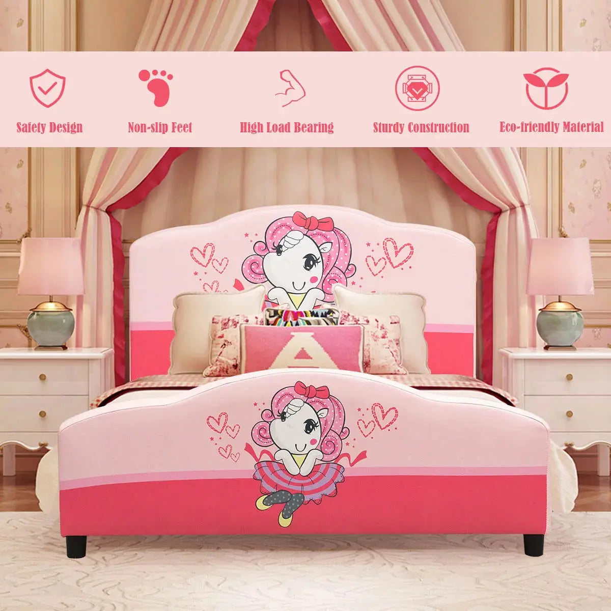Upholstered Toddler Bed for Girls - Stylish Bedroom Furniture for Children-Allen Cozy Haven Store