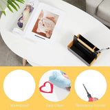 Vabches Coffee Table Oval Wood End Table with 2 Tier Open Storage Shelves White Modern Sofa Side Table for Living Room Furniture Allen Cozy Haven Store