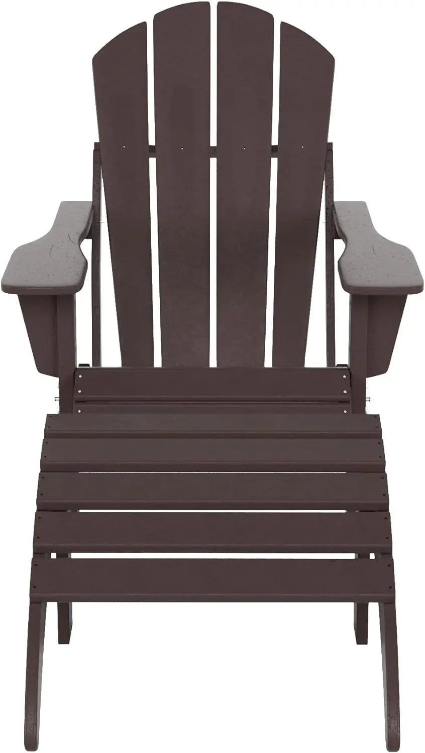 WO Home Furniture Adirondack Chair Outdoor Ottoman Set of 2 PCS Classic Patio Furniture (Dark Brown)-Allen Cozy Haven Store