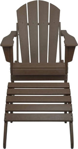 WO Home Furniture Adirondack Chair Outdoor Ottoman Set of 2 PCS Classic Patio Furniture (Dark Brown)-Allen Cozy Haven Store
