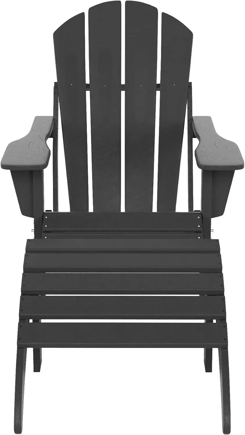 WO Home Furniture Adirondack Chair Outdoor Ottoman Set of 2 PCS Classic Patio Furniture (Gray)-Allen Cozy Haven Store