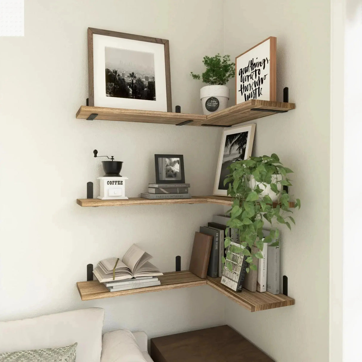 Wood Floating Shelves Set of 2 Farmhouse Style Shelf for Wall Decor  Bedroom Bathroom Storage Shelves Living Room Book Shelves Allen Cozy Haven Store