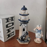 "10.25” Wooden Lighthouse Ornament - Nautical Tabletop Decoration for Coastal and Beach House Decor"-Allen Cozy Haven Store