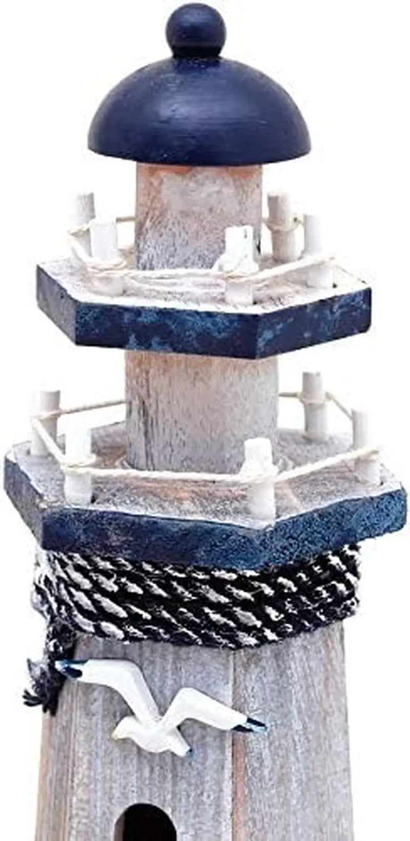 "10.25” Wooden Lighthouse Ornament - Nautical Tabletop Decoration for Coastal and Beach House Decor"-Allen Cozy Haven Store