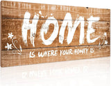 "Wooden Wall Decor- 'Home Is Where Your Honey Is' - Elegant Home Living Room Accent - 11x5x0.2 Inches"-Allen Cozy Haven Store