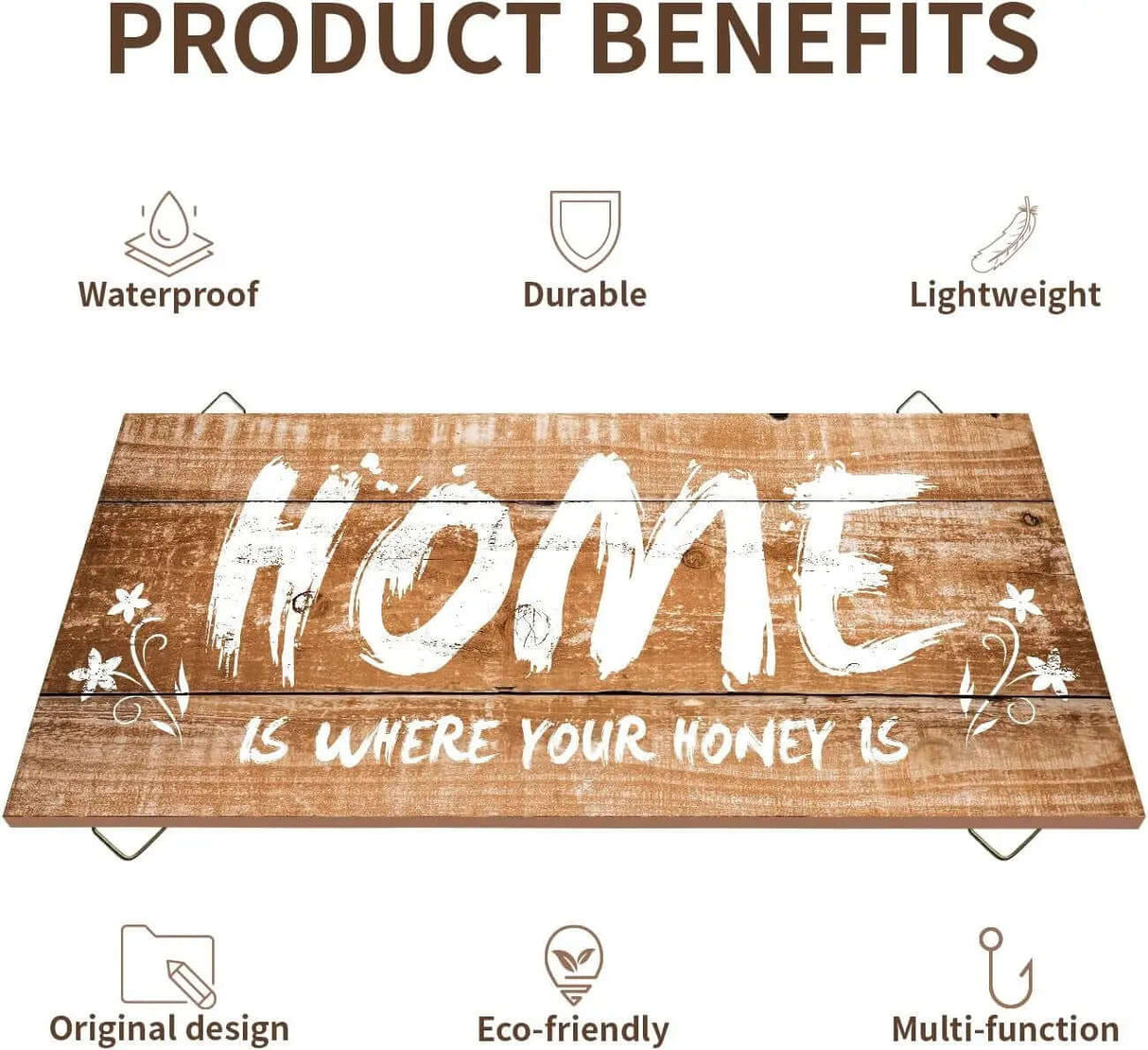"Wooden Wall Decor- 'Home Is Where Your Honey Is' - Elegant Home Living Room Accent - 11x5x0.2 Inches"-Allen Cozy Haven Store